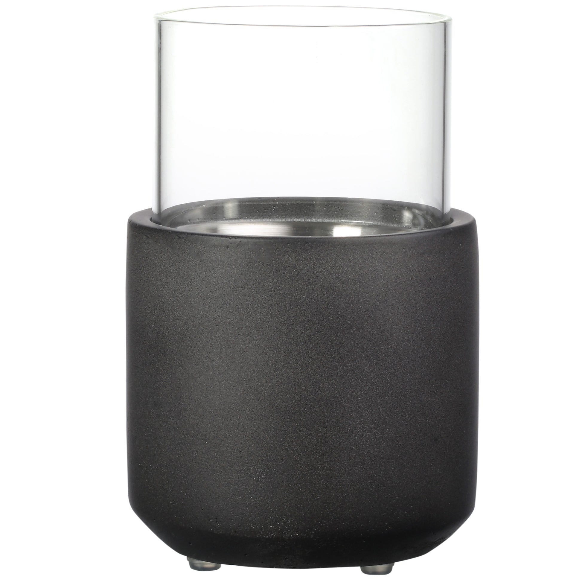 Chimenea Bioetanol Sobremesa Capacidad de 0,4L Combustión de 2,5h para Interior y Exterior 12x12x19cm Gris Oscuro