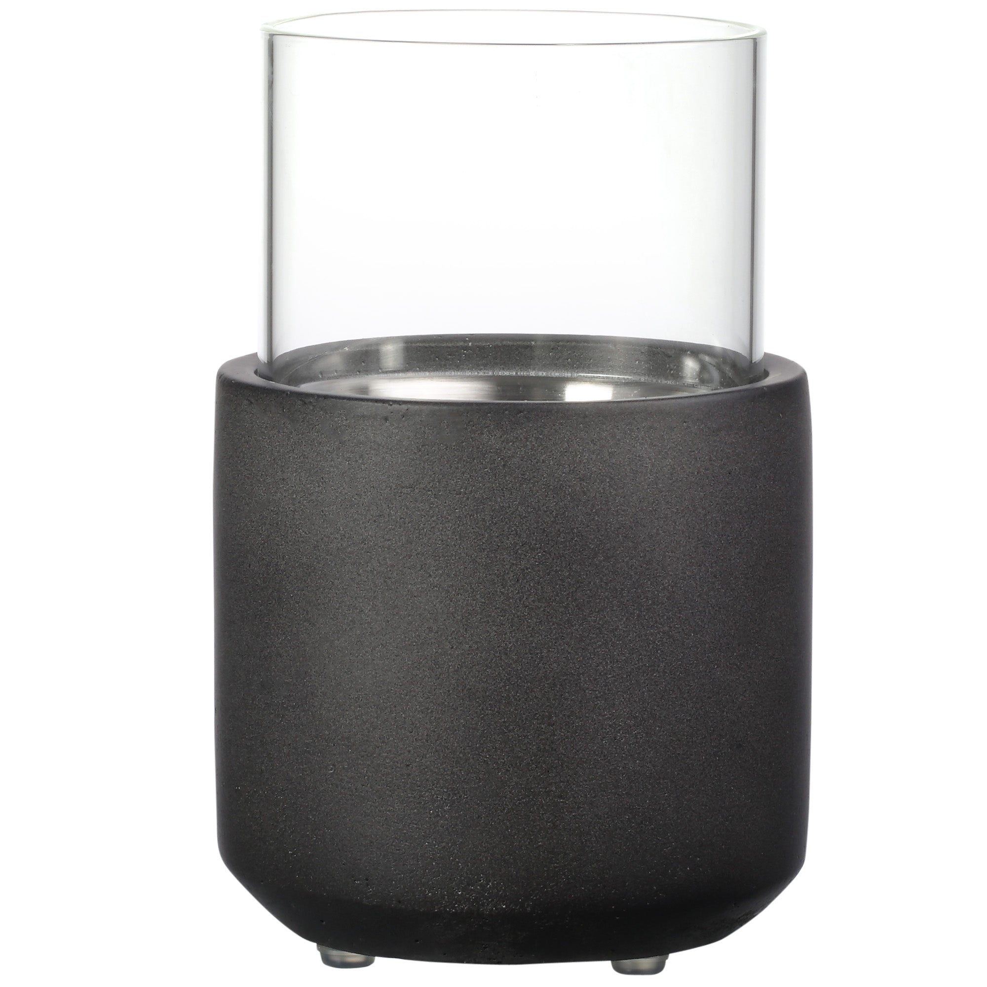 Chimenea Bioetanol Sobremesa Capacidad de 0,4L Combustión de 2,5h para Interior y Exterior 12x12x19cm Gris Oscuro