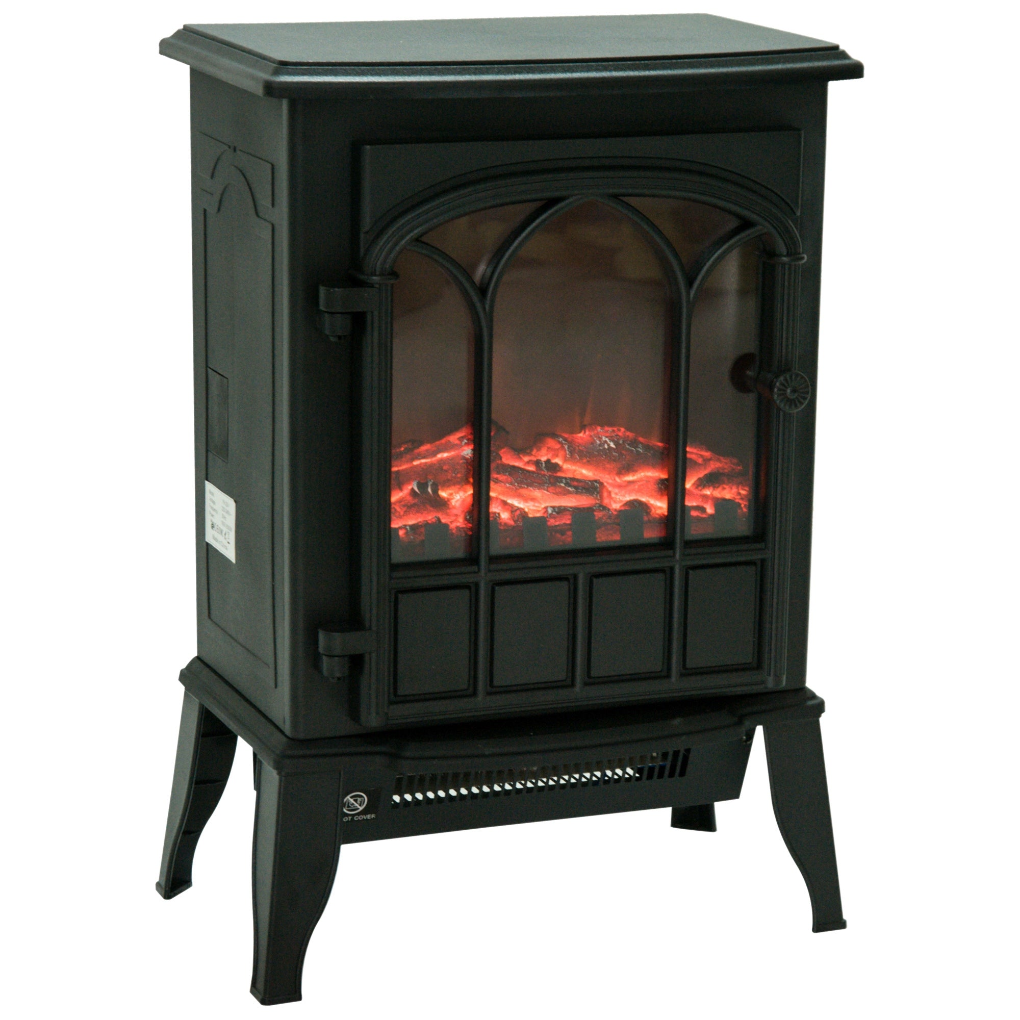 Chimenea Eléctrica 1000W/2000W Efecto de Llama Temperatura Ajustable y Protección Sobrecalentamiento para 15-30 ㎡ Negro