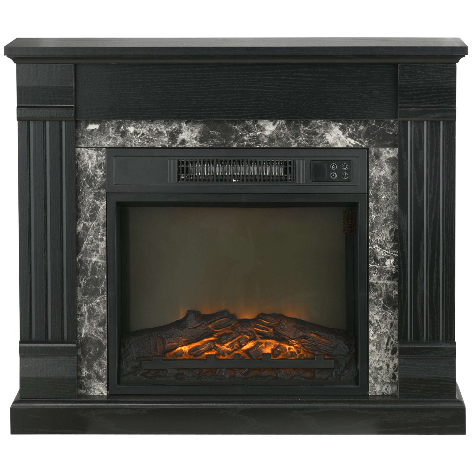 Chimenea Eléctrica 1800W Chimenea Decorativa con Efecto de Llama Mando a Distancia Temporizador 80x21,6x67,8cm Negro