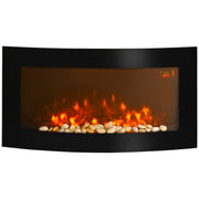 Chimenea Eléctrica de Pared 1000W/2000W con Temperatura Ajustable Efecto Llamas y Mando a Distancia 89,2x13,5x48cm Negro