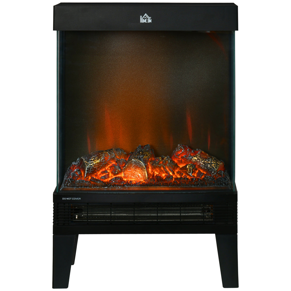 Chimenea Eléctrica 1000W/2000W Calentador de Chimenea con Llama LED Ajustable hasta 15-20 m² 40,5x20x62 cm Negro