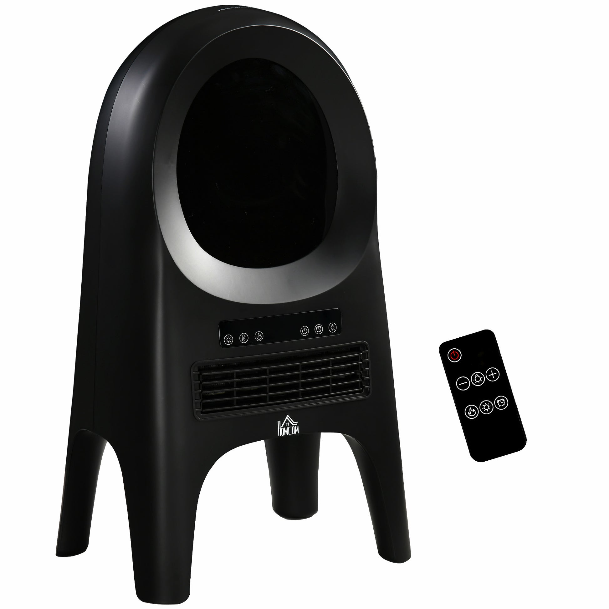 Calefacción Eléctrica, 3 Modos, 10-49° C, con Control Remoto, Llamas LED, Independiente, Negro, 33,7x25,5x60,4 cm
