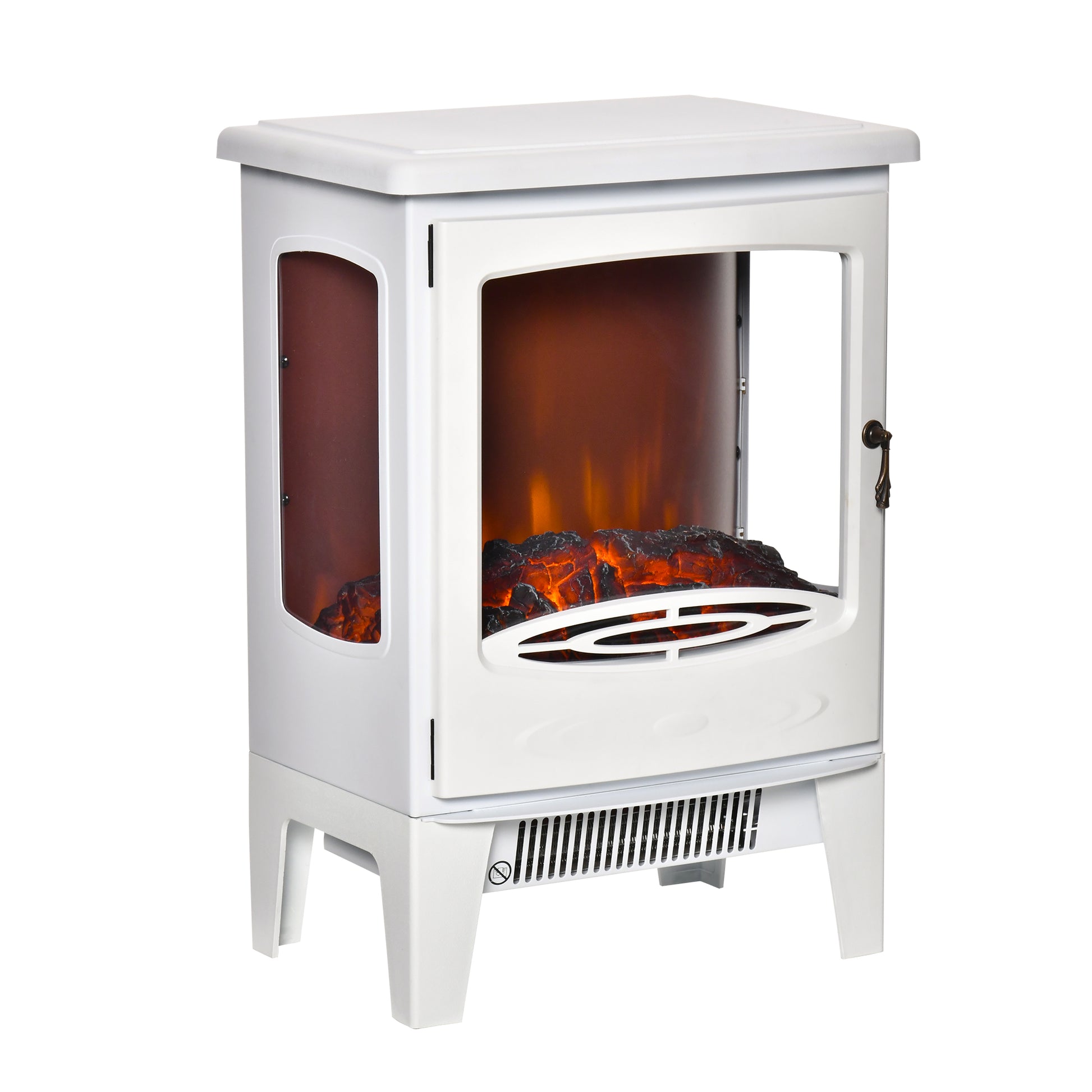 Chimenea Eléctrica 900W/1800W con Efecto de Llama Temperatura Ajustable y Protección Sobrecalentamiento Blanco