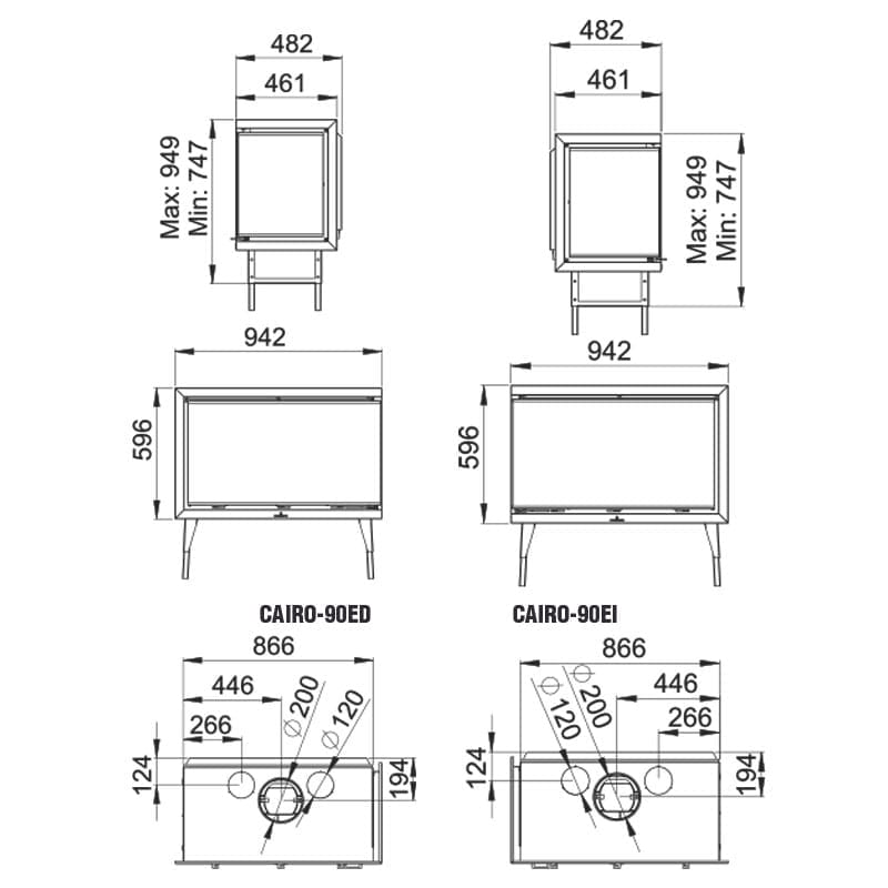 Estufa de Leña Insertable Cairo 90-E (Bronpi)