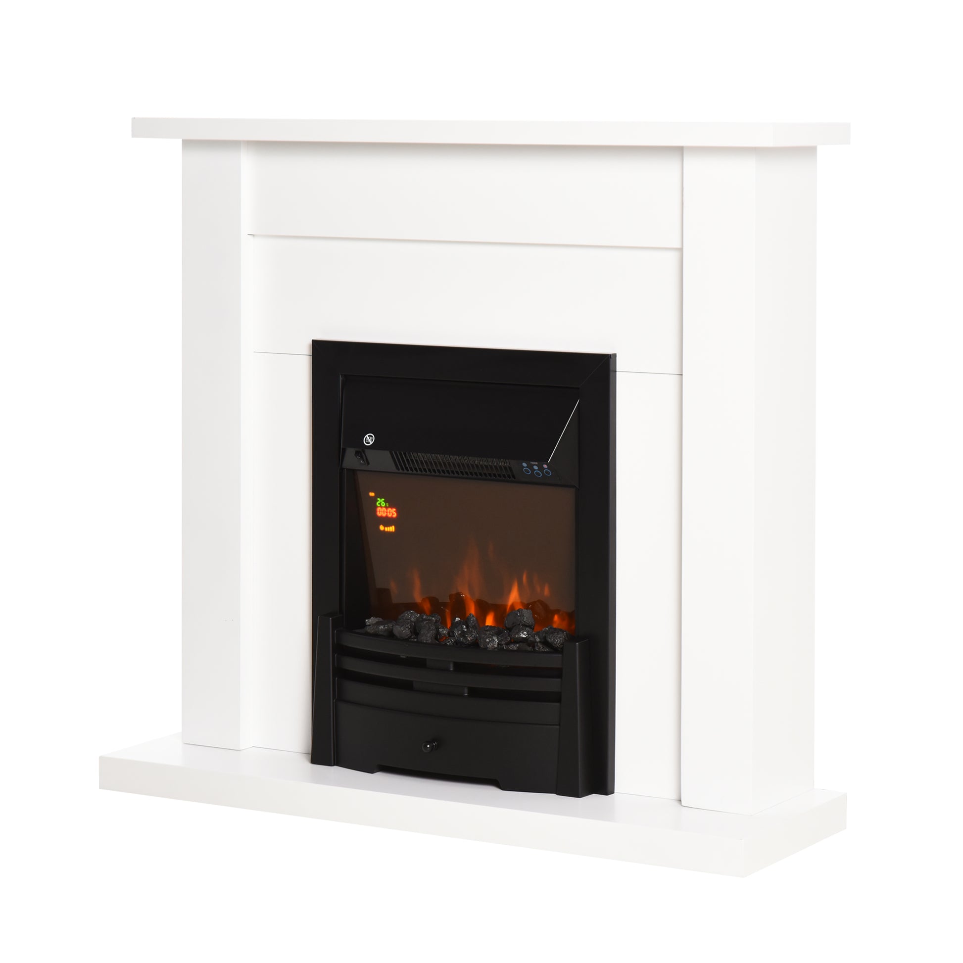 Chimenea Eléctrica Decorativa con 2 Configuraciones de Calor Temporizador y Llama Regulable 102x30x95cm Blanco