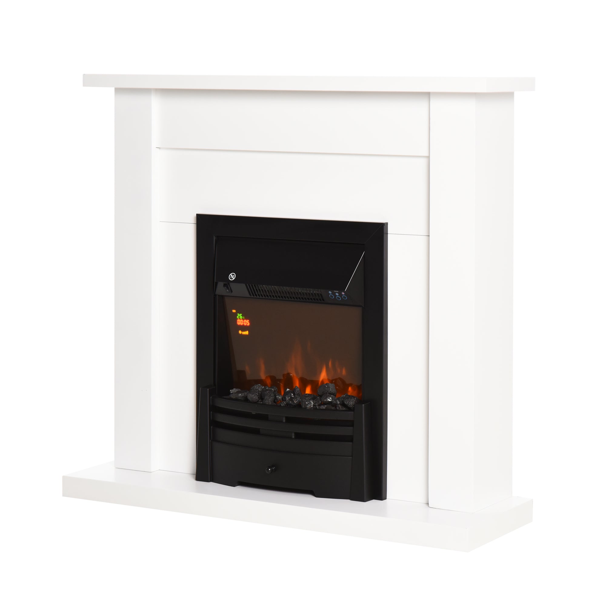 Chimenea Eléctrica Decorativa con 2 Configuraciones de Calor Temporizador y Llama Regulable 102x30x95cm Blanco