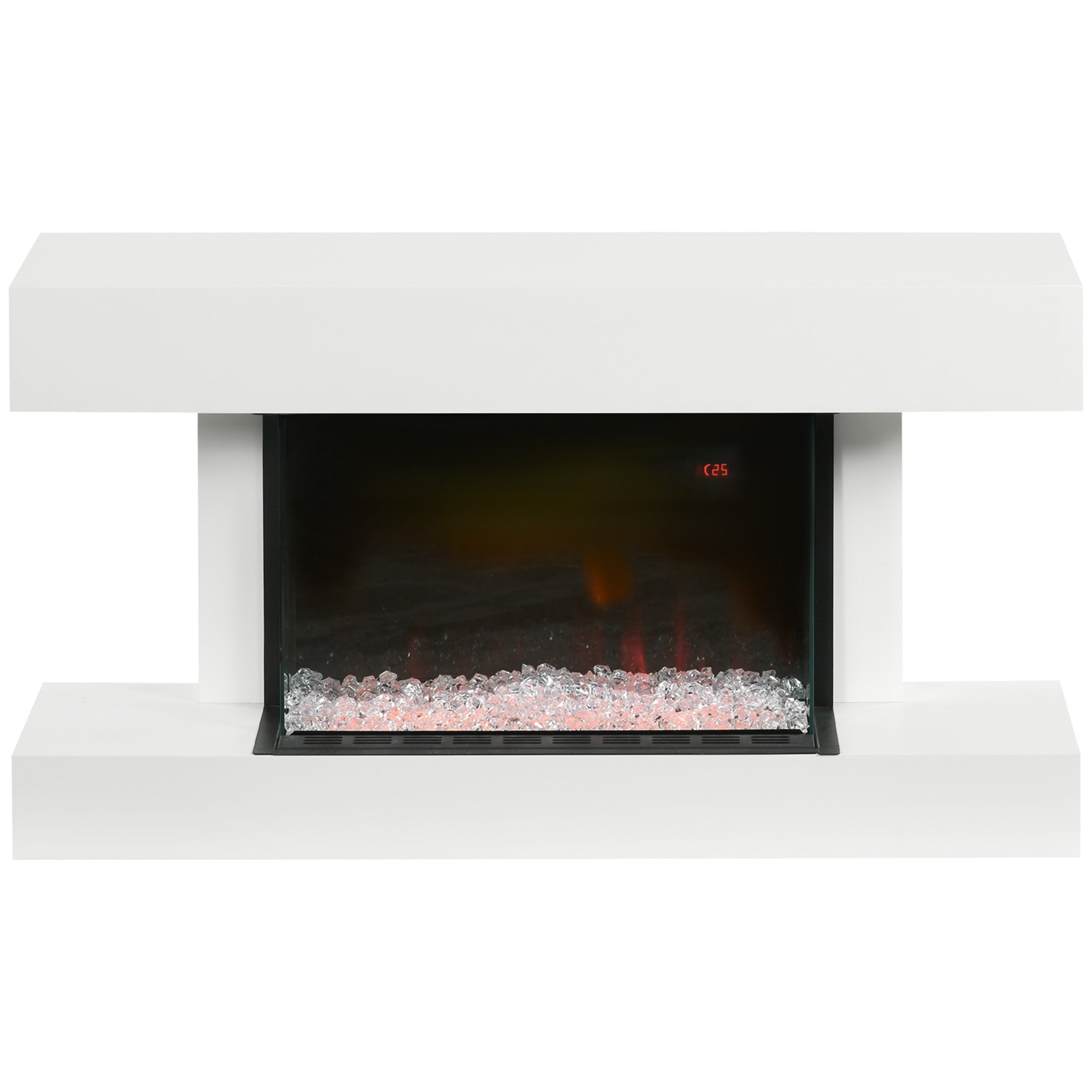 Chimenea Eléctrica 1000W/2000W con Temperatura Ajustable Silencioso Temporizador 15-25 m² 98x27x54,5 cm Blanco