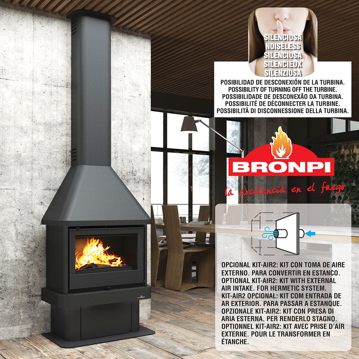Estufa de Leña Chimenea Lisboa (Bronpi)