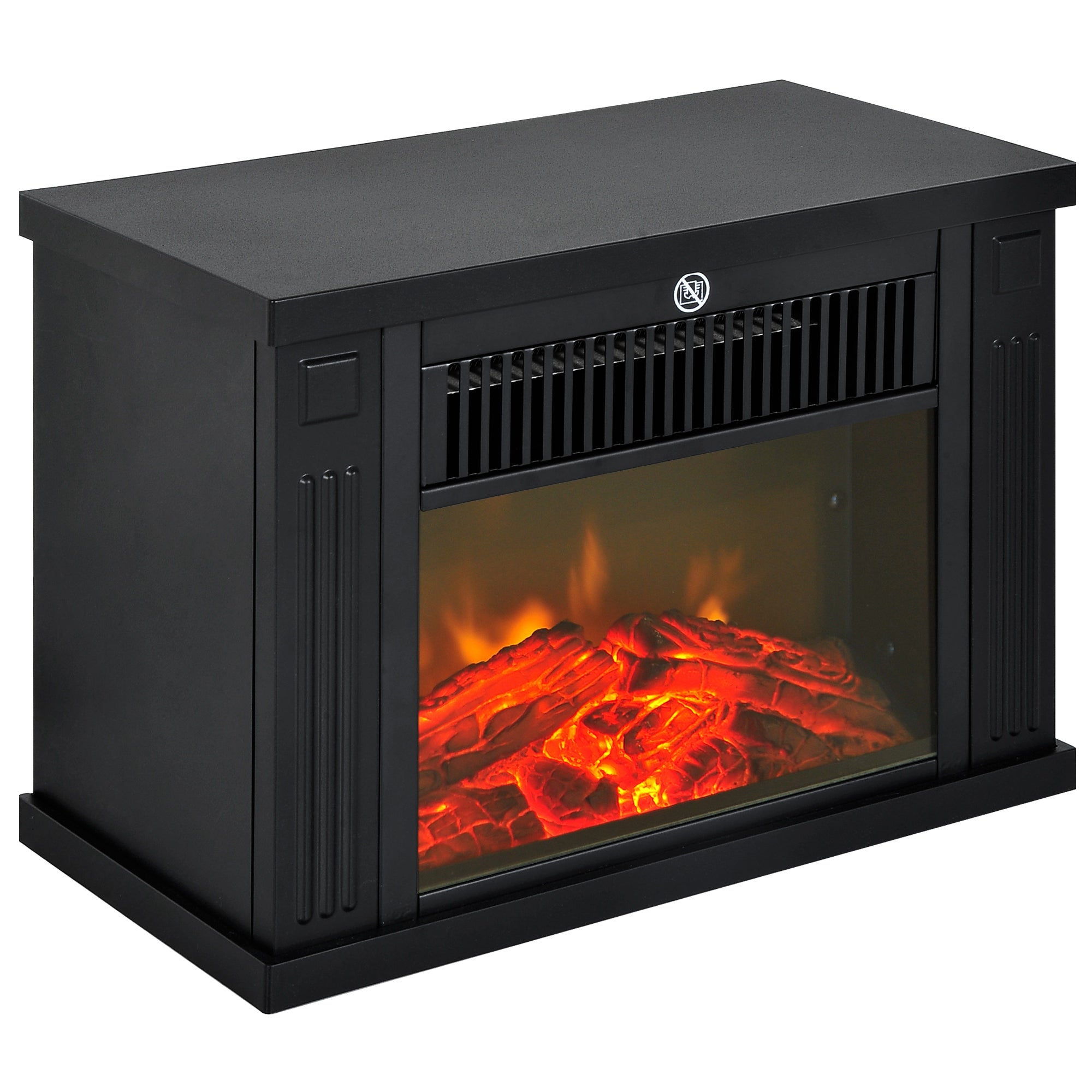 Chimenea Eléctrica 600/1200W Chimenea Decorativa de Mesa Chimenea Portátil con Efecto Llama Realista Protección Contra Sobrecalentamiento para 10-15 m² 34x17x25 cm Negro