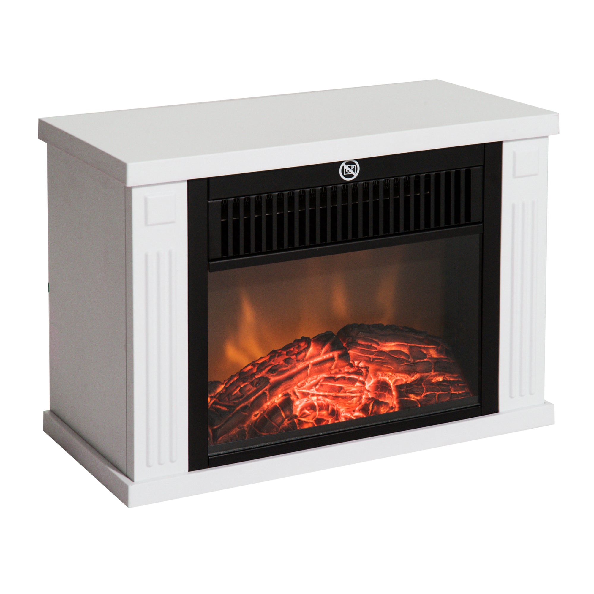 Chimenea Eléctrica 600/1200W Chimenea Decorativa de Mesa Chimenea Portátil con Efecto Llama Realista Protección Contra Sobrecalentamiento para 10-15 m² 34x17x25 cm Blanco