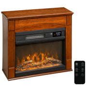 Chimenea eléctrica 1000W/2000W, chimenea simulada efecto llama 3D de 6 colores y 3 niveles de luminosidad, 68,5x27,5x63cm, marrón