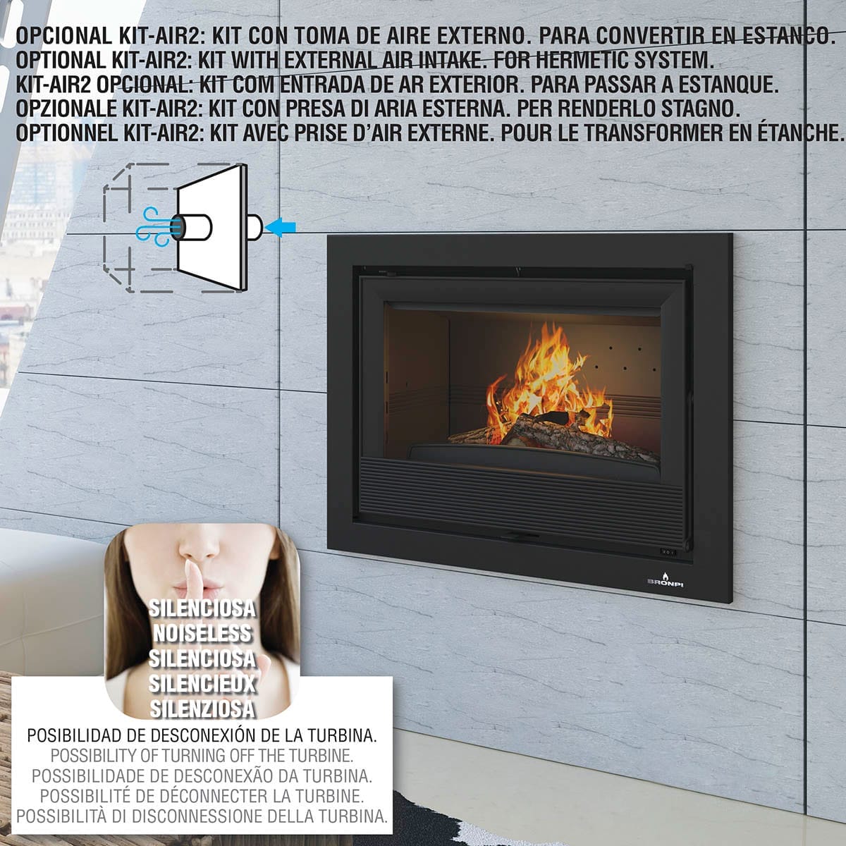 Estufa de Leña Insertable Paris 55 (Bronpi)