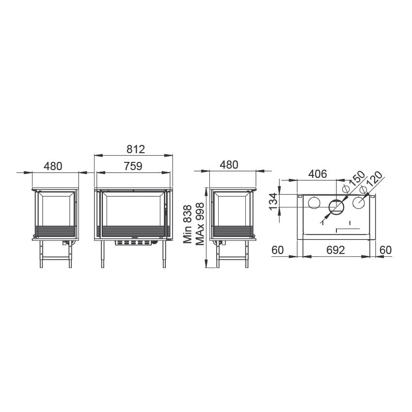 Estufa de Leña Insertable Paris 70-3C (Bronpi)