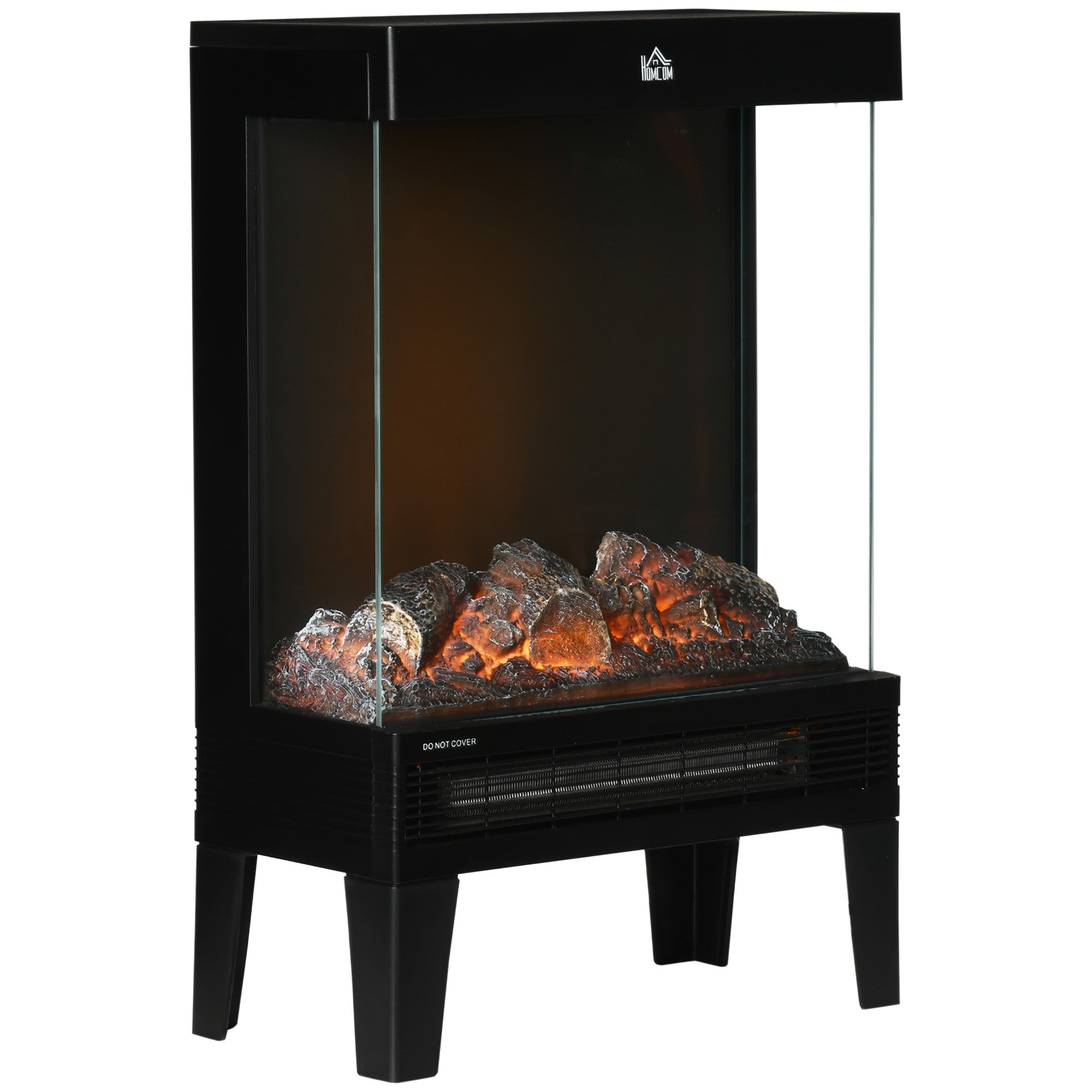 Chimenea Eléctrica 1000W/2000W Calentador de Chimenea con Llama LED Ajustable hasta 15-20 m² 40,5x20x62 cm Negro